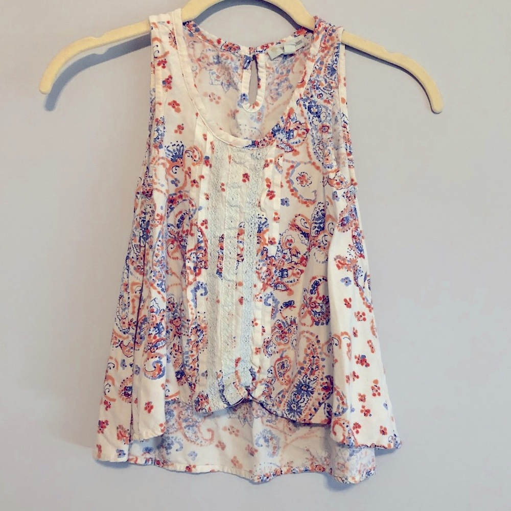 Tucker + Tate Orange & Blue Paisley Hi-Lo Tank (L)